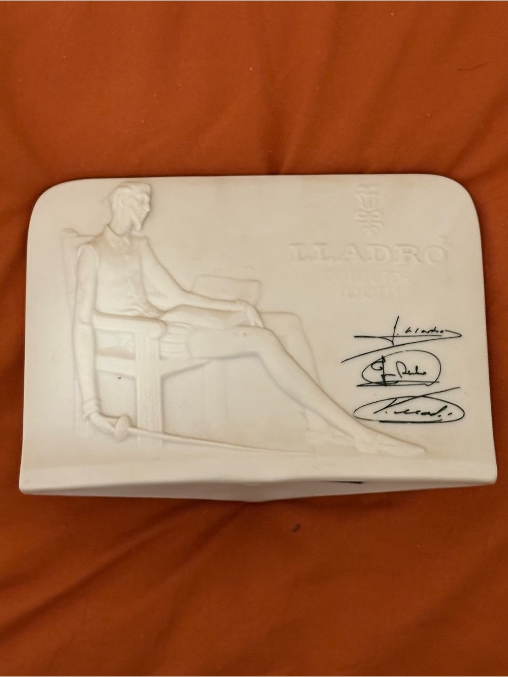 Lladro White Ceramic Figural Plaque with Raised Relief